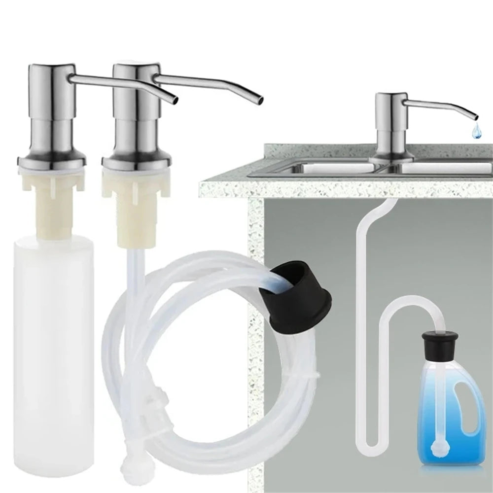 Soap Dispenser for Kitchen Sink Golden Brushed Black Stainless Steel Countertop Dish Sink Detergent Dispenser Pump Bathroom