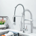 Kitchen Pull-Down Spring Faucet Single-Handle Hot and Cold Mixer Dual-Color Nozzle with 2 Water Modes 360-Degree Rotation