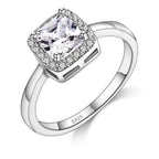 Trendy 925 Sterling Silver Wedding Engagement Finger Rings for Women  Simple Square Zircon Rhinestone Inlay Ring Jewelry Gift