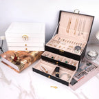 Large Lockable PU Leather Jewelry Box with Drawers, Multi Compartment Necklace Ring Watch Storage Organizer Gift Case for Women