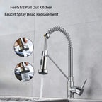 Pull Down Faucet Replacement Head 2 Function Mode Kitchen Faucet Pull Out Sprayer Head G1/2 for Kitchen Tap Sprayer Replacement