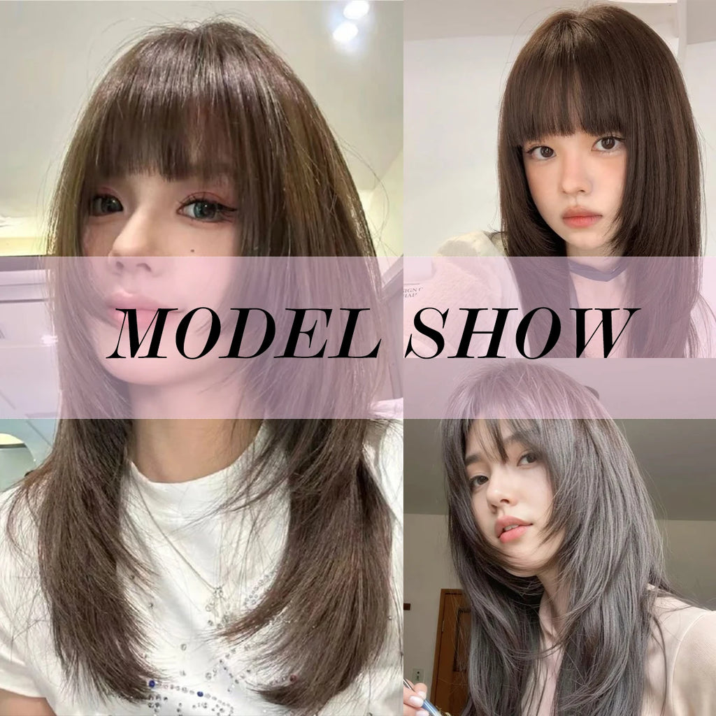 Synthetic high-level comic bangs wig women's forehead clip bangs heat-resistant natural black for daily use