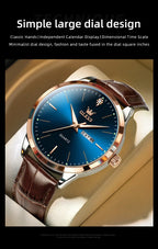 OLEVS 2935 Business Casual Men's Watch Waterproof Leather Strap Luxury Brand Date Week Temperament Trend Quartz Men's Watch