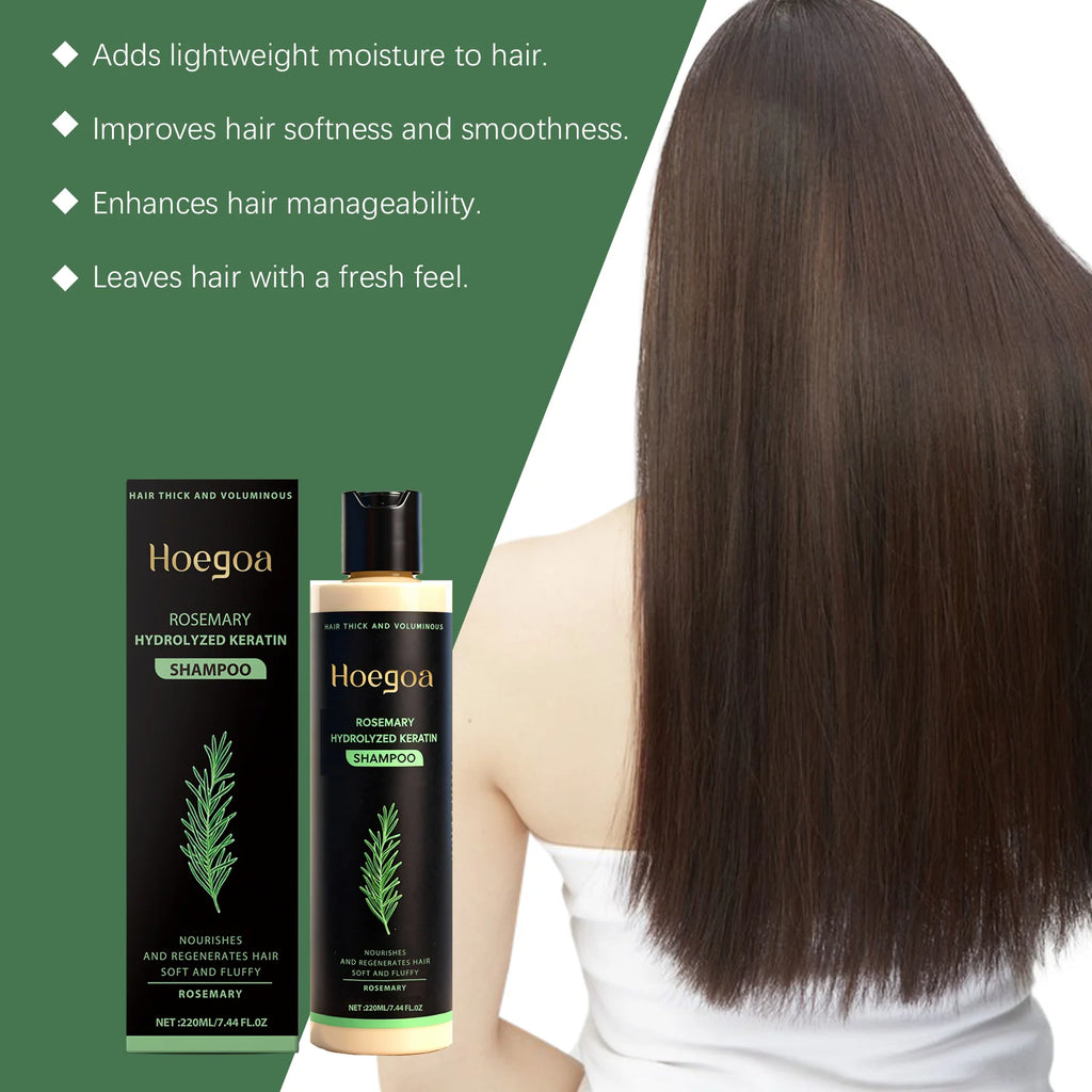 Hoegoa Rosemary Hydrolyzed Keratin Shampoo Strengthening Hair Cleaning Lightweight Hair Loss Treatment Hair Regrowth Shampoo