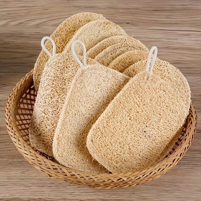 6pcs Natural Loofah Sponge for Deep Exfoliation, Gentle on Skin & Renew Skin, Bamboo Fiber Body Scrubber for Adults, Shower
