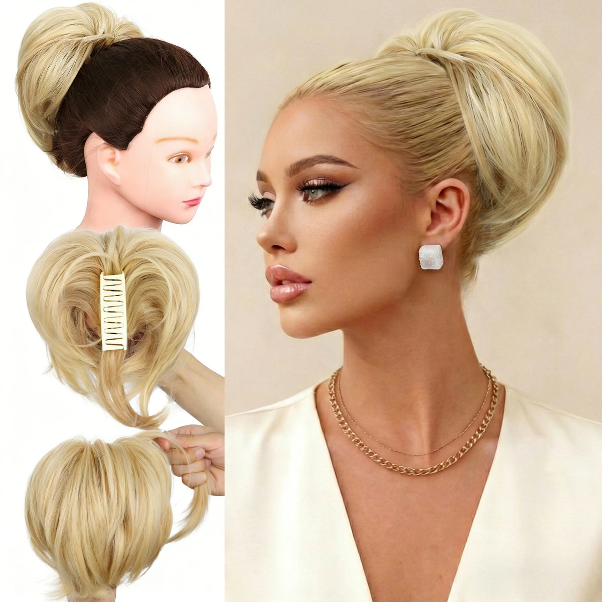 10Inch Synthetic Claw Clip In Ponytail Extensions Diy Adjustable Style Short Straight Claw Ponytail Hair Bun Heat-Resistant