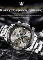 OLEVS 6654 Luxury Men's Automatic Mechanical Watch Original Stainless Steel Waterproof Moon Phase Chronograph Brand Men Watch