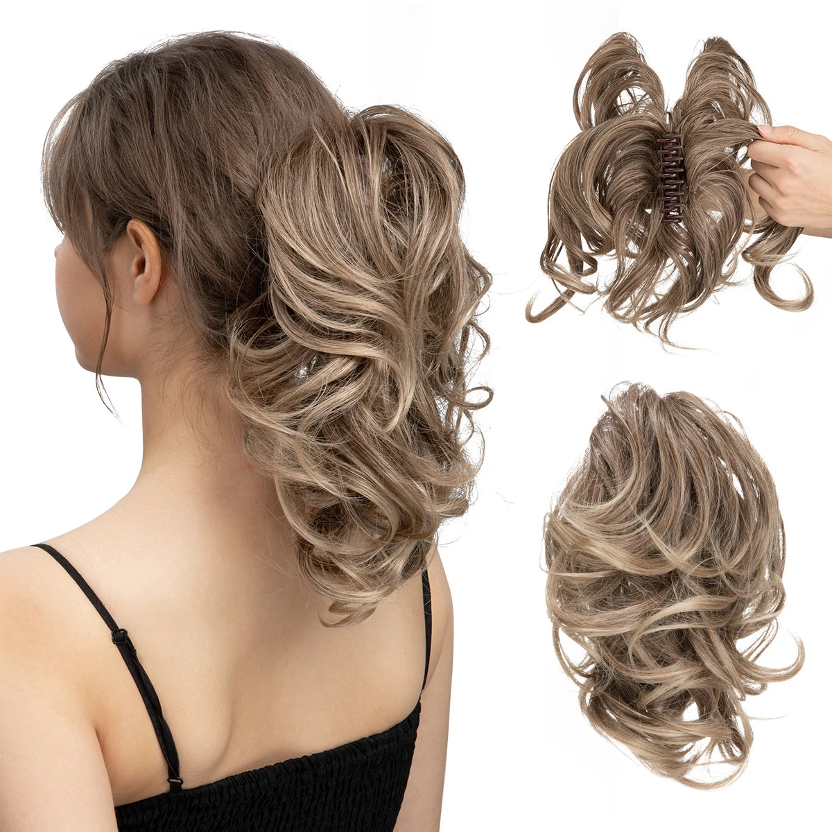 Synthetic Diy Claw Clip In Ponytail Hair Extensions Hairpiece Hair Bun Fake Black Blonde Natural Hair False Pigtail for Women