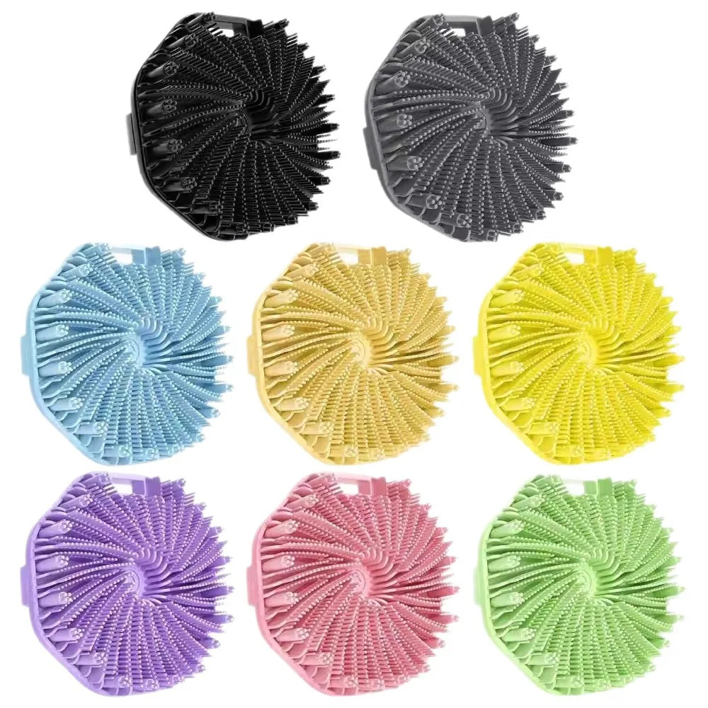 1PCS Bath Soft Silicone Back Brush Bath Shower Sponge Scrubbing Brush Handle Exfoliating Scrub Skin Massager Exfoliating Brushes