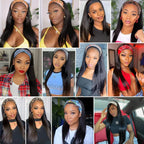 200% Density 20 Inch Body Wave Headband Wig Human Hair for Black Women None Lace Front Wigs Wear And Go Machine Made Headband
