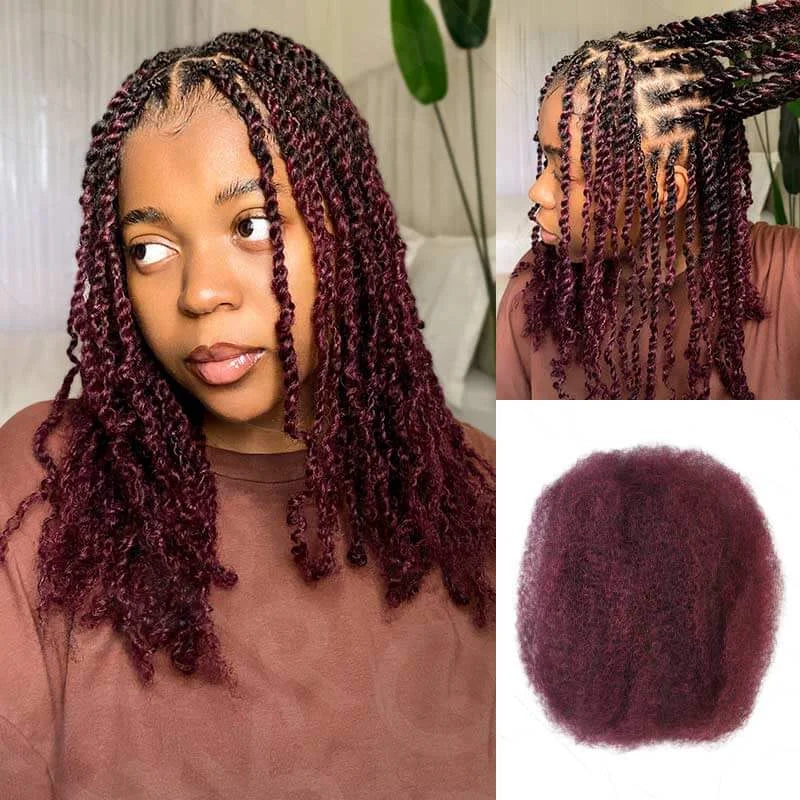 QVR Afro Kinky Bulk Hair No Attachment 50g Afro Curly Bulk 100% Human Hair Unprocessed Virgin Remy Braiding Hair for Dreadlocks