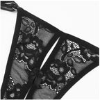 Women Lace Hollow Out Panties Garter Sexy Lingerie Underwear Set Perspective Thongs Woman Sexy G-string Adjustable Panty
