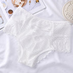 CINOON Sexy Mesh Women Lace Underwear Mid-Rise Briefs Hollow Out G String Underpant Solid Comfortable Female Breathable Lingerie