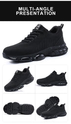 Safety Shoes Men Steel Toe Boots Anti-smash Anti-puncture Safety Work Shoes Men Lightweight Breathable Protective Shoes Black