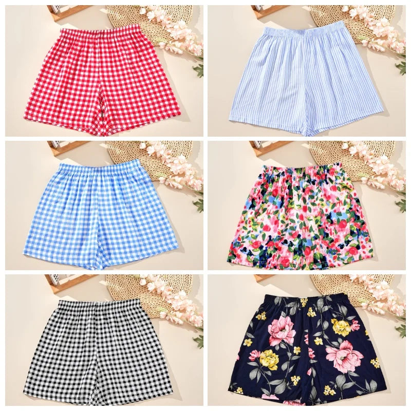 1PC Classic Grid Ladies' Arrow Pants Comfortable Breathable Home Sleep Shorts 100% Viscose Skin-friendly Soft Panties S-XL