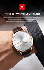 OLEVS 2935 Business Men's Watch Luxury Leisure Dual Calendar Waterproof Luminous Large Dial Watch Top Brand Men Quartz Watch