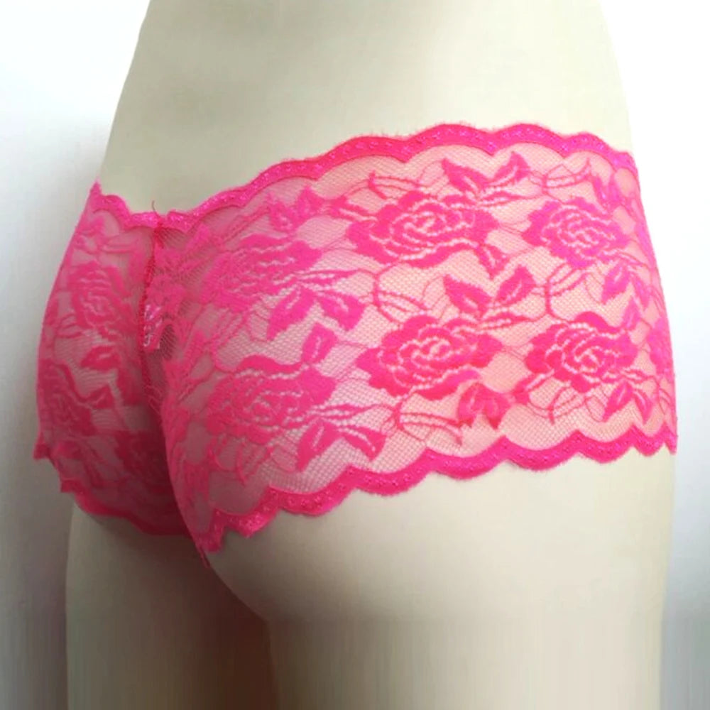1pc Men's Sexy See Through Lace Pouch Lingerie Panties Bikini Briefs Underwear Low Waist Breathable Solid Color
