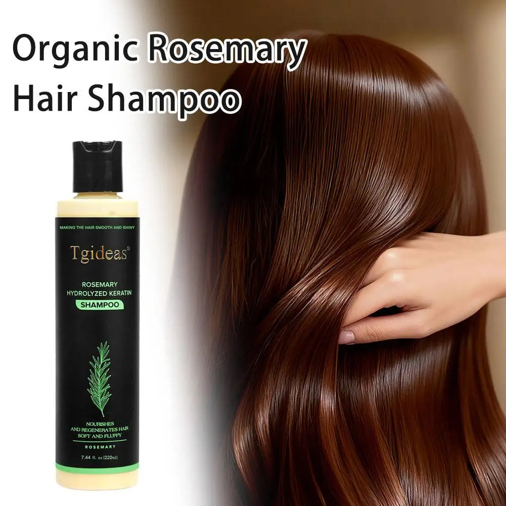 220ml Tgideas Organic Rosemary Hair Growth Shampoo Hydrolyzed Keratin Nourish Scalp Reduce Loss Unisex Shampoo Dry Fragile Hair