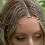 Bohemia Crystal Head Chain for Women Wedding Hair Accessories Elegant Headpiece Bling Bridal Forehead Chain Indian Jewelry