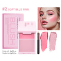 2IN1 Pink Blush Matte Dewy Rosy Blush With Brush Makeup Pan Long Wearing High Pigment Orange Red Cream & Powder Blush Palette