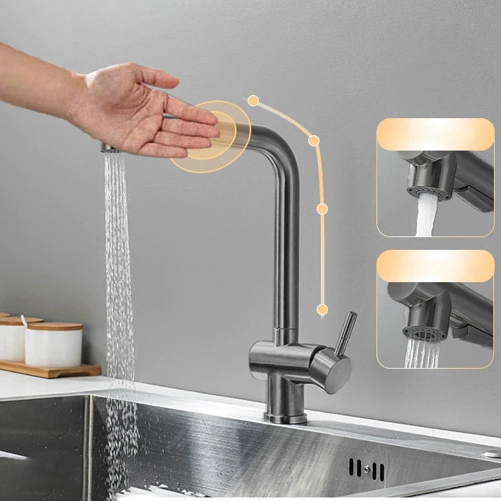 Hot Cold Touch on Kitchen Faucets Stainless Steel Pull Out Kitchen Sink Mixer Tap Black Smart Sensor Touch Kitchen Sink Faucet