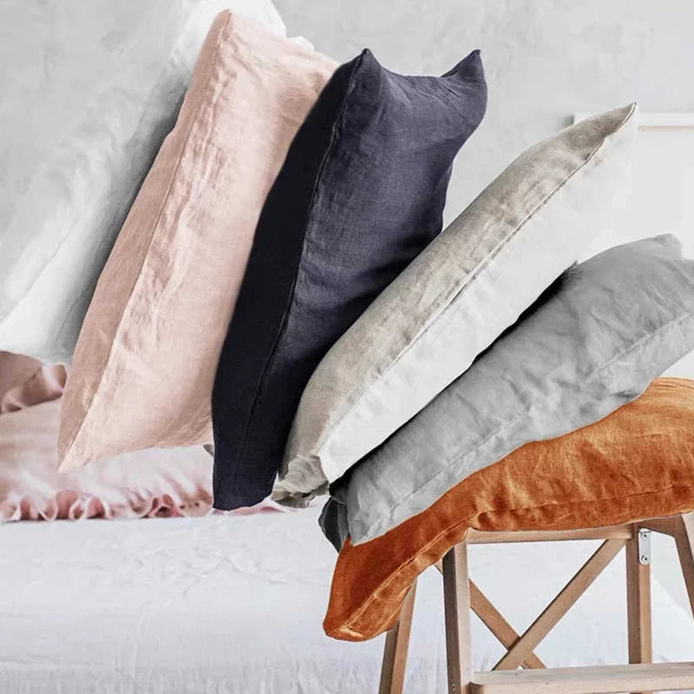 Linen Pillow Cases 100% French Natural Flax Soft Linen Envelope Pillowcases for Throw Pillows Soft and Durable All Season