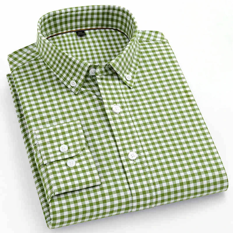 High Quality 100% Cotton Fashion Korena Popular Plaid Shirts for Men Slim Fit Formal Casual Shirt Trends Elegant Office Clothes