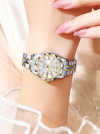 BINBOND 2pcs/Set Couple Watches Fashion Diamond Valentine Day Gift Stainless Steel Watch Men Women 30M Waterproof Quartz Watch