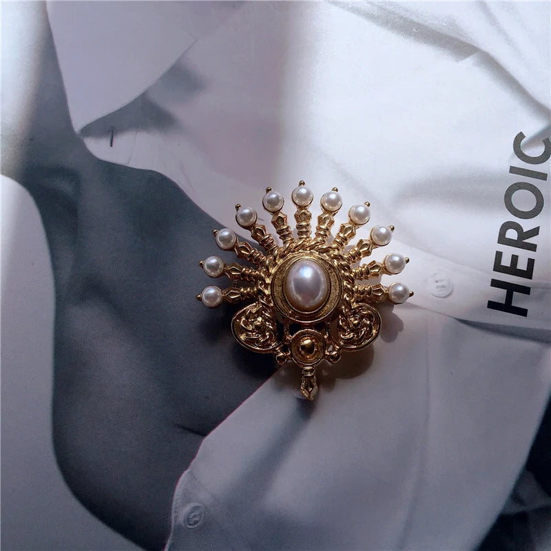 Creative Retro Baroque Style Gemstone Brooch Luxury Palace Party For Women Clothing Accessories Brooches Holiday Gifts