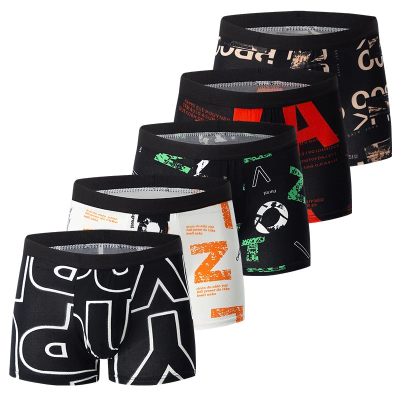 4/5/10Pcs Men's Fashionable Printed Multi-color Combination Underwear Shorts Youth Casual Sports Underwear Boxer Shorts Home Pan