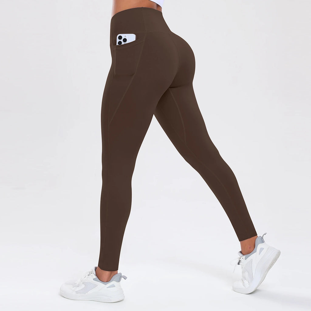 Women Yoga Pants with Pockets Butt Lifting Tummy Control Sports Leggings High Waist Fitness Tights Gym Clothing Sportswer
