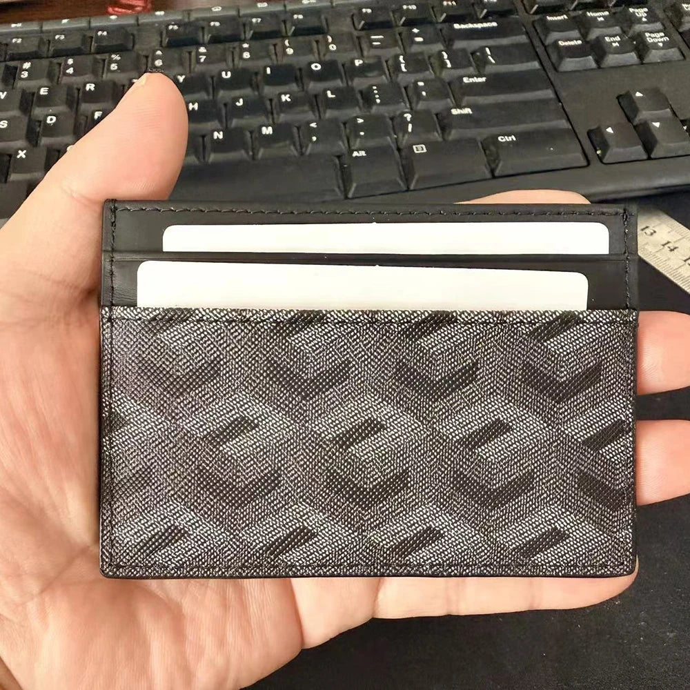 Classic Fashion Multi-Functional Small Leather Card Holder Wallet Document Protection Clip-On Geometry Pattern Design