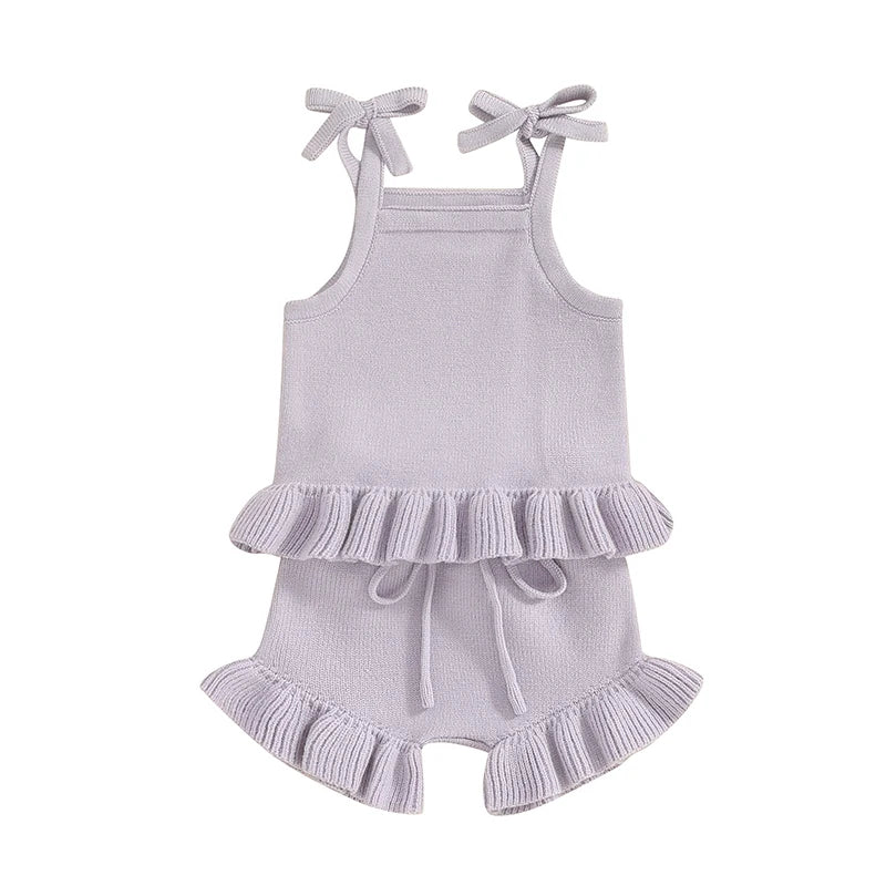 Pudcoco Toddler Baby Girl Summer Clothes Ribbed Sleeveless Button Front Cami Tops and Shorts Infant Outfits Set 0-18M