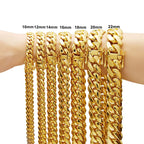 Hip Hop Bling Gold Color Stainless Steel Dense Cuban Miami Link Chain Necklaces for Men Rapper Jewelry Drop Shipping