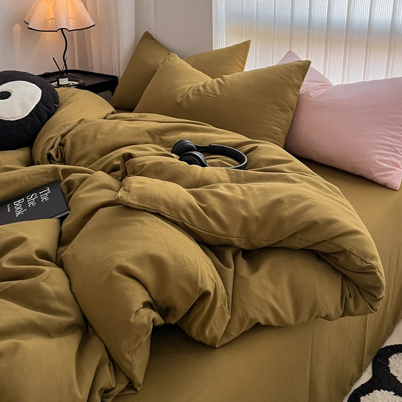 Cozy Bedding Set 3Pcs,1 Duvet Cover with Zipper Closure,2 Pillowcases,Solid Color,Super Soft, Machine Washable, Colorfast
