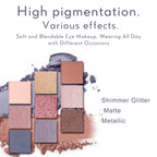 CATKIN Eyeshadow Palette, Matte Shimmer 9 Colors, Highly Pigmented, Creamy Texture, For Halloween Cosplay & Gothic Party Makeup