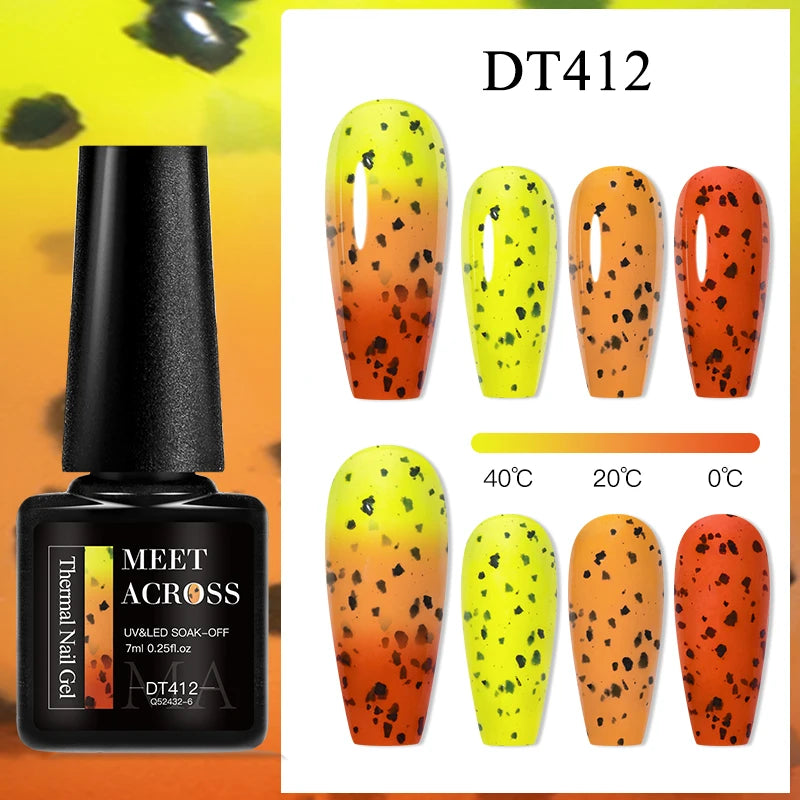 MEET ACROSS 75 Colors Thermal Nail Gel Polish 3 Colors Changing Nail Art Supplies for Manicure DIY Design Long Lasting UV/LED