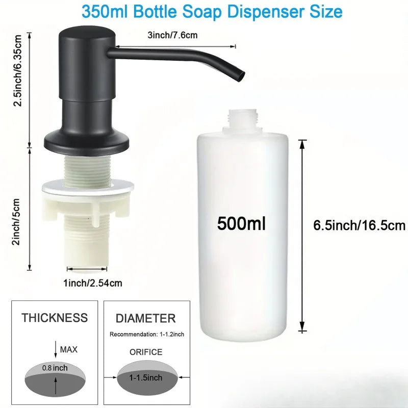 500ml / 350ml Useful Kitchen Sink Tools Home Product Bottle Liquid Soap Dispensers Durable Stainless Steel Pump
