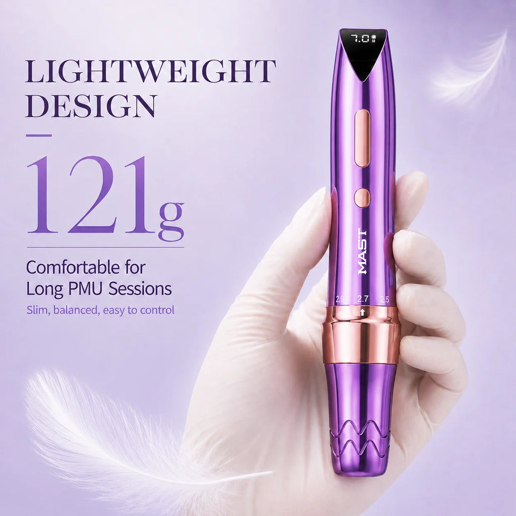 Mast P60 Permanent Makeup Tattoo Machine 5 Adjustable Strokes LED Digital Display Lightweight Design for Eyebrows Eyeliner Lip