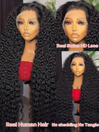 300% High Density Burmese Curly Lace Front Human Hair Wigs HD Transparent 13x6 13x4 Deep Wave Lace Frontal Wig Real Virgin Hair 40 46 Inch Water Wave Human Hair Wigs For Women Preplucked Hairline