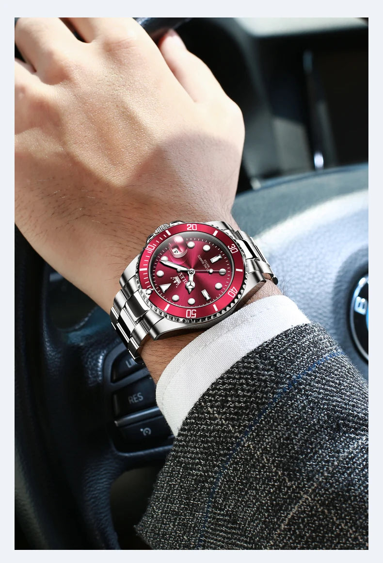 OLEVS Luxury Sport Man Watch Military Waterproof Luminous Date Week Men Watch Stainless Steel Quartz Men's Watches Male Clock
