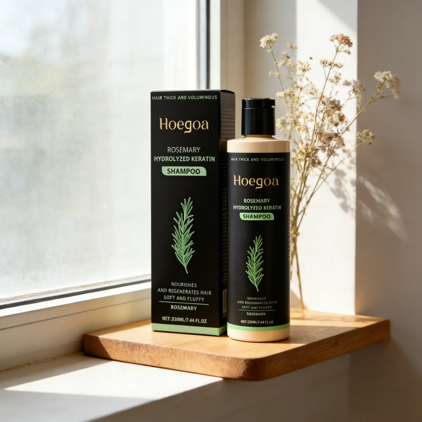 Hoegoa Rosemary Hydrolyzed Keratin Shampoo Strengthening Hair Cleaning Lightweight Hair Loss Treatment Hair Regrowth Shampoo