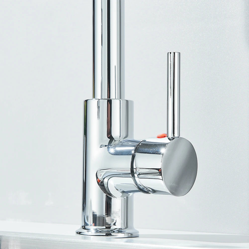 Kitchen Pull-Down Spring Faucet Single-Handle Hot and Cold Mixer Dual-Color Nozzle with 2 Water Modes 360-Degree Rotation