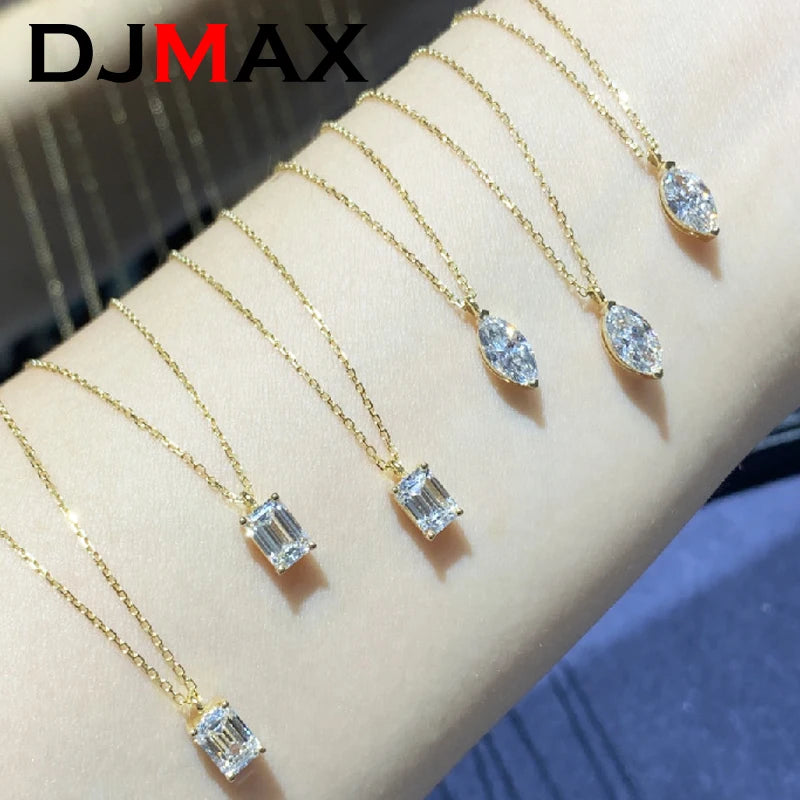 DJMAX Heart&Oval&Emerald Moissanite Necklace 925 Sterling Silver Chains Stylish and Elegant Women's Moissanite Diamond Necklace