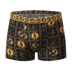 5-piece Set Of Black Gold Printed Men's Underwear Quick Drying Breathable Comfortable Elastic Casual Fashionable And Trendy