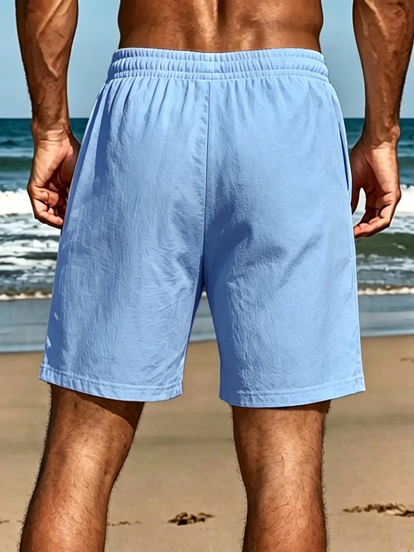 New Men's Shorts Pants Male Summer Breathable Solid Color Trousers Fitness Streetwear Lace up Bottoms