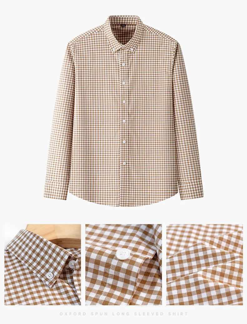 High Quality 100% Cotton Fashion Korena Popular Plaid Shirts for Men Slim Fit Formal Casual Shirt Trends Elegant Office Clothes