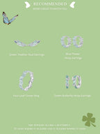 Bamoer 925 Sterling Silver Four-Leaf Clover Ring Mint Green Leaves Vine Ring Fine Jewelry Gift for Women Party