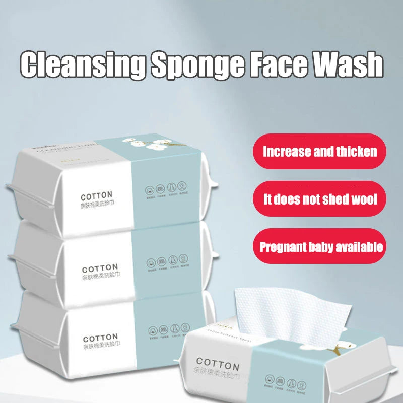 1 Pack 30 Count Thickened Disposable Face Towel 100% Cotton Soft Fabric Travel Cleansing Dry Wet Makeup Remover Pearl Cotton Reu