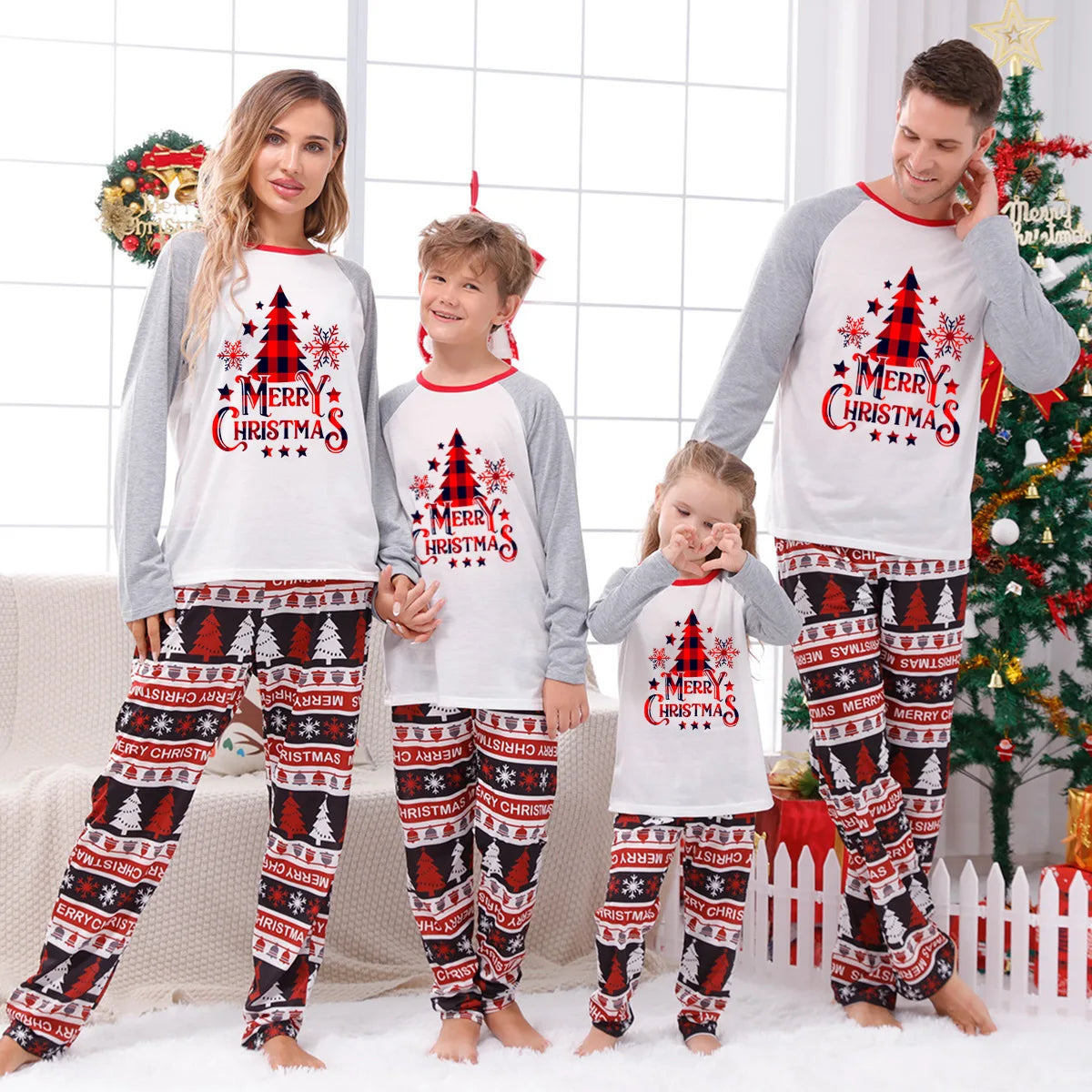 Christmas Family Matching Outfits Mom Dad Kids 2 Pieces Pajamas Set Baby Rompers Casual Loose Sleepwear Xmas Family Look Pyjamas